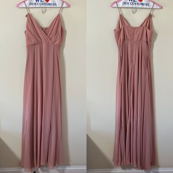 Birdy Grey Kaia Chiffon Dusty Rose Bridesmaid Dress Size Medium - Picture 2 of 8